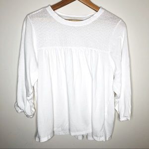 Banana Republic 3/4 sleeve White Flowy T-Shirt Sz M